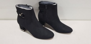 22 X BRAND NEW DOROTHY PERKINS BLACK ARIA SHELVED ANKLE BOOTS IN UK SIZE 4 AND 5 RRP-£38.00 TOTAL RRP-£836.00