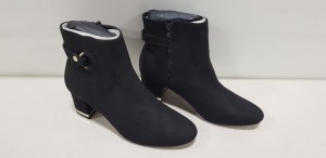 16 X BRAND NEW DOROTHY PERKINS BLACK ARIA SHELVED ANKLE BOOTS IN UK SIZE 4,5,7 AND 8 RRP-£38.00 TOTAL RRP-£608.00