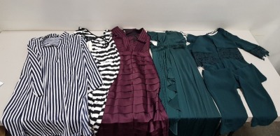 6 PIECE MIXED CLOTHING LOT CONTAINING PHASE EIGHT JUMPSUIT SIZE 8, PHASE EIGHT DRESS SIZE 6, JAMES LAKELAND DRESS SIZE 12, PHASE EIGHT DRESS SIZE 6, PENGUIN WAISTCOAT SIZE 40R, JAMES LAKELAND DRESS SIZE 16