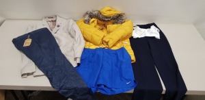 6 PIECE MIXED CLOTHING LOT CONTAINING AM LONDON JACKET SIZE 16, ASTON AND GUNN BLAZER SIZE 52, GIBSON TROUSERS SIZE 34, TRIUMPH BRA SIZE 36B, NIKE SHORTS SIZE XL, DAMSEL IN A DRESS TROUSER SIZE 10