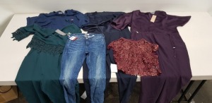 6 PIECE MIXED CLOTHING LOT CONTAINING TOMMY HILFIGER JEANS SIZE 26/32, LEVIS TOP SIZE XXL, PHASE EIGHT JUMPSUIT SIZE 12, TOMMY HILFIGER JUMPSUIT SIZE 10, PHASE EIGHT JACKET SIZE 8, PHASE EIGHT JUMPSUIT SIZE 16