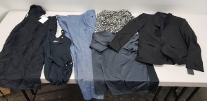 6 PIECE MIXED CLOTHING LOT CONTAINING SIMON CARTER TROUSERS SIZE 32R, RIPT PERFORMANCE TOP SIZE XL, SPEEDO SWIMSUIT SIZE 8, MARELLA TOP SIZE 8, KENNETH COLE BLAZER SIZE 36L, BARDOT DRESS SIZE 8