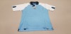 50 X BRAND NEW PAPINI CAPRI QUARTER ZIP POLO TOPS IN SKY BLUE / WHITE ( IN SIZE UK S)