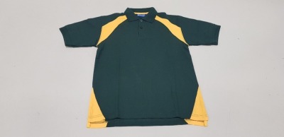 50 X BRAND NEW PAPINI ASTRI POLO TOPS IN GREEN/ GOLD ( IN SIZE UK 11/12 )