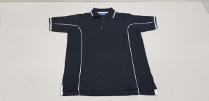 64 X BRAND NEW PAPINI ELITE POLO TOPS IN BLACK IN SIZES ( 30 X IN UK XS) ( 1 X IN UK S) ( 15 X IN UK M ) ( 11 X IN UK L ) ( 7 IN UK XL)