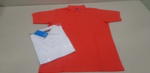 63 X BRAND NEW PANINI POLO TOPS - (39 X IN BLACK/ORANGE IN SIZE UK XXS) ( 24 X IN WHITE IN SIZE UK XS)