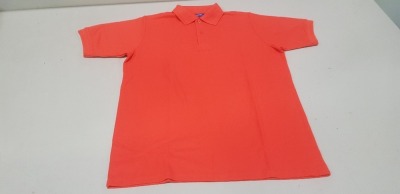 39 X BRAND NEW PAPINI POLO TOPS IN TANGERINE IN SIZES ( 30 X IN UK XS) ( 9 X IN UK S )