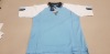 50 X BRAND NEW PAPINI CAPRI QUARTER ZIP POLO TOPS SKY BLUE/WHITE IN SIZE ( UK XS )