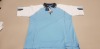 70 X BRAND NEW PAPINI CAPRI QUARTER ZIP POLO TOPS SKY BLUE/WHITE IN SIZE ( UK XS )