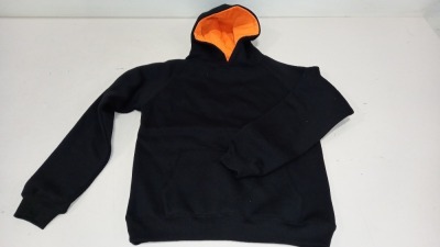 20 X BRAND NEW PANINI CHILDS HOODED JUMPERS IN BLACK/ ORNAGE IN SIZE ( UK 11/12 )