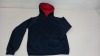 18 X BRAND NEW PAPINI HOODED JUMPERS IN NAVY/RED IN SIZE ( UK 11/12)