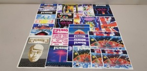 APPROX 44 X VARIOUS FUSION RETRO FLYERS AND POSTERS IE FUSION 1993, FUSION II 1994, FUSION ALL NIGHT HECTIC RECORDS 1994, FUSION + ADRENALIN HELL RAISER, A VALENTINES KISS 1995 ETC