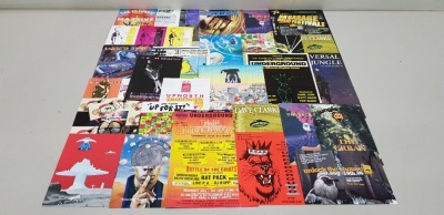 APPROX 40 X VARIOUS RETRO FLYERS AND POSTERS IE PYRAMID PROMOTION ' THE UNDERGROUND ALLNIGHTER' 1995, UNLOCK THE HOUSE 2006, UNDERGROUND 'HAPPY HOUSE', THE UNIVERSAL ELEMENT 1997, VIBEALITE UNITED STATES OF HARDCORE ETC