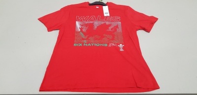 100 X BRAND NEW F&F WALES SIX NATIONS 21 TOPS SIZE LARGE