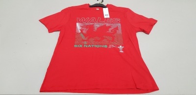 100 X BRAND NEW F&F WALES SIX NATIONS 21 TOPS SIZE XL