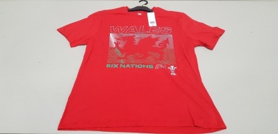 100 X BRAND NEW F&F WALES SIX NATIONS 21 TOPS SIZE XL