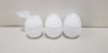 10,000 X EGG SHAPED CLIP TOP VENDING CONTAINERS / SPICE & CONDIMENT DISPENSERS 65MM X 46MM DIA IN 4 LARGE CARTONS (2,500 PER CTN)