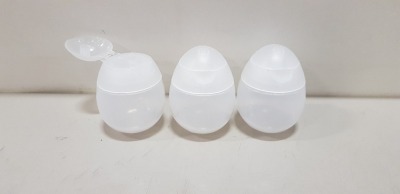 10,000 X EGG SHAPED CLIP TOP VENDING CONTAINERS / SPICE & CONDIMENT DISPENSERS 65MM X 46MM DIA IN 4 LARGE CARTONS (2,500 PER CTN)