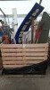 FULL WOODEN CAGE TO CONTAIN MICHELIN SIGN , SNOWBOARD , KAYAK PADDLE , BIKE ( NO FRONT WHEEL ) , SHOVELS , WHEELS , CURTIS MOTORBIKE FULL LEATHERS , EXHAUST MUFFLER AND VARIOUS OTHER SIGNS AND OTHER METAL COMPONENTS