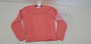 7 X BRAND NEW JACK WILLS RAINFORD GRAPHIC CREWNECK DEEP ROSE SWEATERS - VARIOUS SIZES - RRP £49.95PP