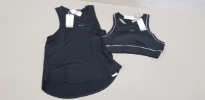 30 PIECE BRAND NEW USA PRO SPORTS LOT INCLUDING 14 X BRAND NEW BLACK SPORTS BRAS (U14) AND 16 X BLACK SPORTS VEST (UK6). - IN 2 BAGS