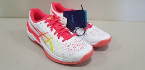 8 X BRAND NEW ASICS TRAINERS IN WHITE AND PINK (SIZE 7H)