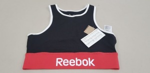 21 X BRAND NEW REEBOK LINEAR LOGO COTTON BRA IN RED AND BLACK (SIZE M) - PICK LOOSE