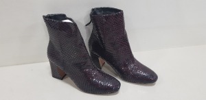 20 X BRAND NEW TOPSHOP BURGUNDY BELIZE BLOCK HEELED BOOTS IN VARIOUS SIZES - PICK LOOSE