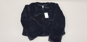 40 X BRAND NEW JACQUELINE DE YONG BLACK FAUX FUR JACKET IN M