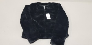 20 X BRAND NEW JACQUELINE DE YONG BLACK FAUX FUR JACKET IN XS AND S