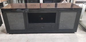 1 X BLACK MIRROR CRUSH LARGE MEDIA UNIT (170X55X65CM) WITH BOX ** NOTE: THESE ITEMS ARE TO BE COLLECTED IN PERSON ONLY WITH PORTERS ASSISTANCE - THEY ARE TOO FRAGILE FOR 3RD PARTY CARRIAGE - WE WILL NOT BE RESPONSIBLE FOR DAMAGES OCCURRING AFTER THE GOOD