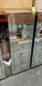 1 X CLASSIC MIRROR 6 DRAWER TALLBOY (46X46X140CM) (67KG) - WITH BOX ** NOTE: THESE ITEMS ARE TO BE COLLECTED IN PERSON ONLY WITH PORTERS ASSISTANCE - THEY ARE TOO FRAGILE FOR 3RD PARTY CARRIAGE - WE WILL NOT BE RESPONSIBLE FOR DAMAGES OCCURRING AFTER THE 