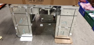 1 X 7 DRAWER CLASSIC MIRRORED DRESSING TABLE (120X45X80CM) - WITH BOXES - SLIGHT MIRROR CORROSION ** NOTE: THESE ITEMS ARE TO BE COLLECTED IN PERSON ONLY WITH PORTERS ASSISTANCE - THEY ARE TOO FRAGILE FOR 3RD PARTY CARRIAGE - WE WILL NOT BE RESPONSIBLE FO