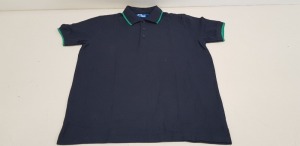 49 X BRAND NEW PAPINI NAVY AND EMERALD POLO SHIRTS IN SIZE XXS, S AND 3XL