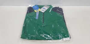 50 X BRAND NEW PAPINI PINE AND WHITE / NAVY QUARTER ZIP POLO SHIRTS SIZE XL