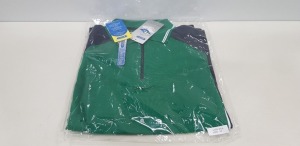 50 X BRAND NEW PAPINI PINE AND WHITE / NAVY QUARTER ZIP POLO SHIRTS SIZE XS AND XL