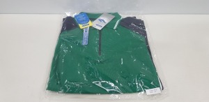 36 X BRAND NEW PAPINI PINE AND WHITE / NAVY QUARTER ZIP POLO SHIRTS SIZE L