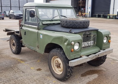 GREEN LANDROVER SERIES 2A - 109 INCH 2.25 LTR. ( DIESEL ) Reg : TFU764H Details: FIRST REGISTERED 1/4/1970 4 X 4 UTILITY REGISTERED WITH DVLA AS AN AGRICULTURAL VEHICLE CONVERTED PICK UP ODOMETER READS 62,213 1 KEY NO PAPERWORK REPLACEMENT FRONT BUMPER