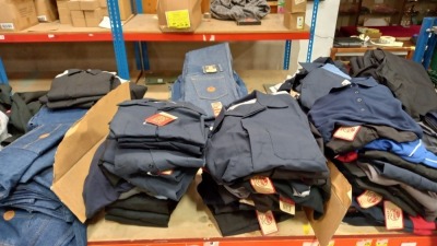 40 PIECE MIXED WORK CLOTHING LOT CONTAINING JACKETS, SHIRTS AND PANTS ETC (PLEASE NOTE SOME ITEMS MAY HAVE EMBROIDED LOGOS ON)