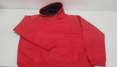 15 X BRAND NEW PAPINI ADULT HOODED JUMPERS IN RED IN SIZES ( 1 X IN XXL) ( 14 X IN UK 3XL)