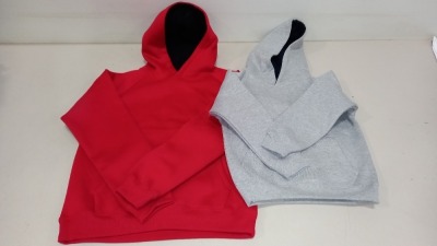 20 X BRAND NEW PAPINI CHILDRENS HOODED JUMPERS - 17 X IN RED/BLACK IN SIZE ( UK 11/12 ) 
3 X IN GREY/NAVY IN SIZE ( UK 5/6 )