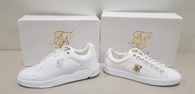 10 PIECE MIXED SIKSILK LOT CONTAINING 5 X PRESTIGE WHITE & GOLD TRAINERS AND 5 X WHITE BLAZE LUX TRAINERS UK SIZE 10