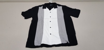 37 X BRAND NEW BURTON MENSWEAR BLACK, GREY & WHITE BUTTONED SHIRTS SIZE MEDIUM