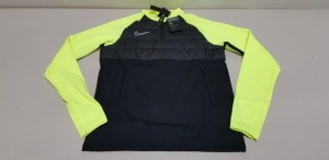 12 X BRAND NEW NIKE DRY FIT QUARTER ZIP JUMPERS IN BLACK AND YELLOW SIZE XL BOYS