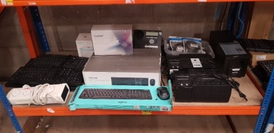 30 PIECE MISC IT LOT CONTAINING KEYBOARDS, JELLY COMB WIRELESS KEYBOARD AND MOUSE COMBO, CYBER POWER SURGE & BATTERY PROTECTION, HUAWEI LTE CUBE, TELEPHONE, SMARTLINK, APC SMART-UPS 750 ETC