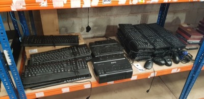 32 PIECE MISC IT LOT CONTAINING KEYBOARDS, MOUSES AND 2 X APC BACK-UPS ES 550.