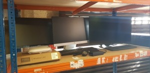 6 PIECE MISC IT LOT CONTAINING 3 X MONITORS (BENQ, ASUS AND HP), 2 X KEYBOARDS AND 1 X BRAND NEW ZYXEL WIRELESS LAN.