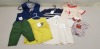 30 PIECE MIXED HAPPYOLOGY BABY CLOTHING LOT CONTAINING GLENN ALMOND T SHIRTS, FORREST YELLOW TOPS, HONEY JUMPER AND A JOHN LEWIS WAISTCOAT ETC