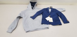 9 X BRAND NEW GREY PAPINI JUMPERS IN KIDS SIZES AND 1 X JOHN LEWIS NAVY BUTTONED JACKET SIZE 2