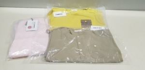 40 PIECE MIXED HAPPYOLOGY CLOTHING LOT CONTAINING PINK PANTS, FOREST YELLOW TOPS AND KHAKI TOPS IN VARIOUS SIZES